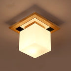 Nordic Minimalist Square Log Glass 1-Light Flush Mount Lighting Lumendat
