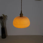 Nordic Japanese Ceramic Brass Oval 1-light Pendant Light BulbSquare