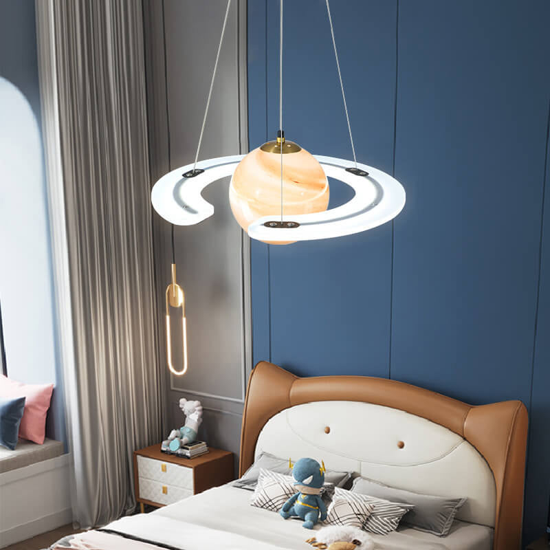 Lumendat Modern Creative Space Planet Circle Kids LED Chandelier Lumendat
