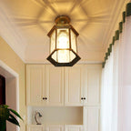 Traditional European Outdoor Hexagonal Lantern Waterproof 1-Light Semi-Flush Mount Ceiling Light For Outdoor Lumendat