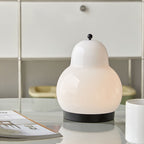 Traditional French Cream Pear Shape LED Rechargeable Touch Table Lamp For Bedroom Lumendat