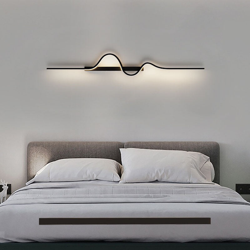 Modern Minimalist Aluminum Corrugated Strip Iron Frame LED Wall Sconce Lamp For Bedroom Lumendat