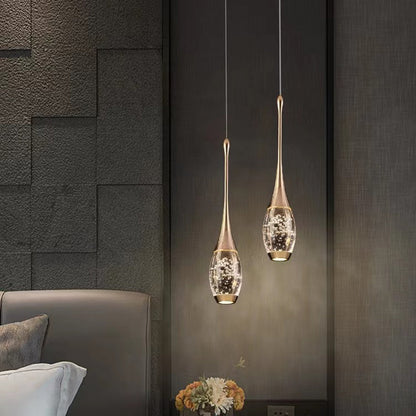 Contemporary Luxury Aluminum Water Drop Crystal LED Pendant Light for Living Room