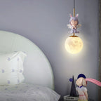 Lumendat Contemporary Nordic Kids Resin Glass Round Angel 1-Light Pendant Light For Bedside Lumendat