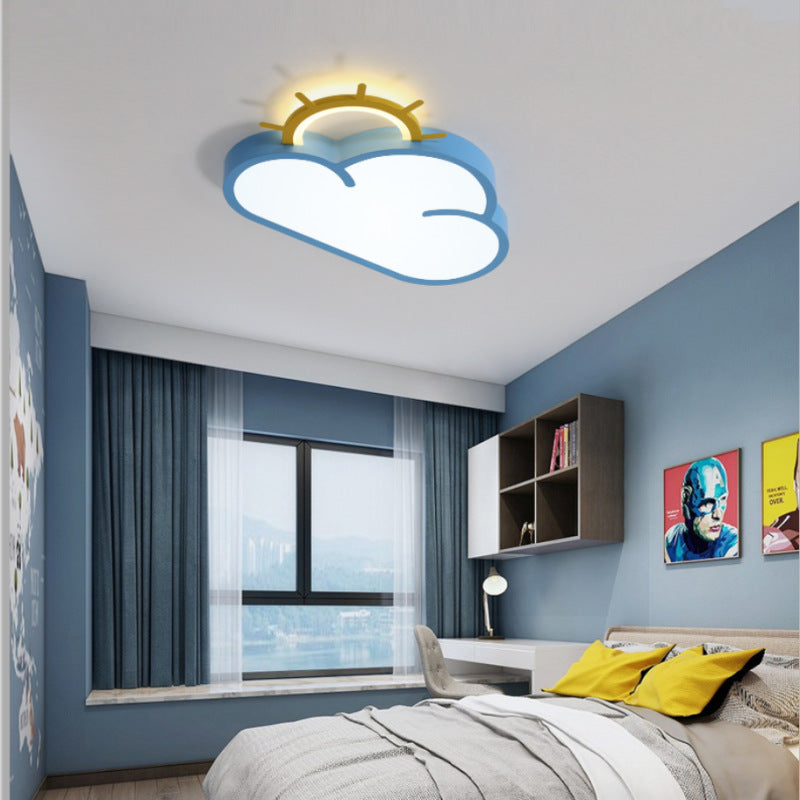Lumendat Contemporary Creative Cartoon Cloud Sun Acrylic Shade LED Kids Flush Mount Ceiling Light For Bedroom Lumendat