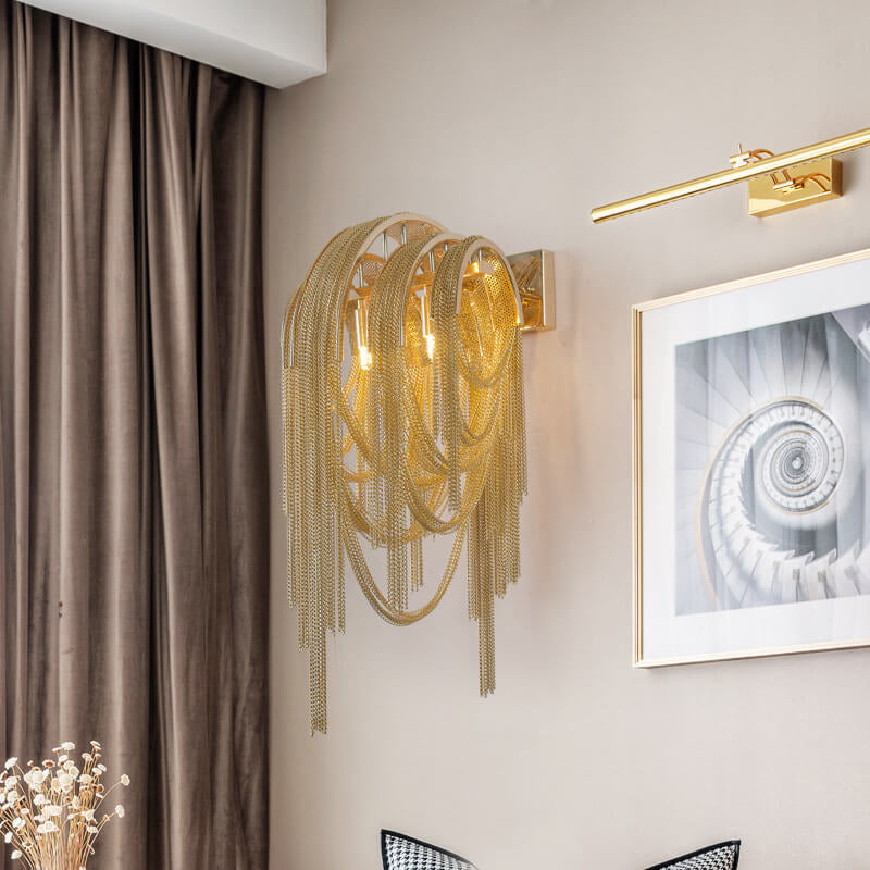 Lumendat Postmodern Luxury Aluminum Chain Tassel 2-Light Wall Sconce Lumendat