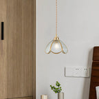 Japanese Vintage Brass Stained Glass Cone 1-light Pendant Light BulbSquare