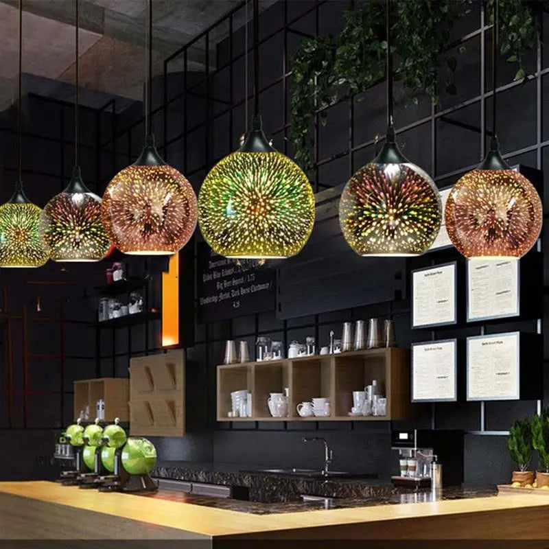 Modern Creative 3d Colorful Fireworks Glass Dome 2/3 Light Island Light Chandelier Lumendat