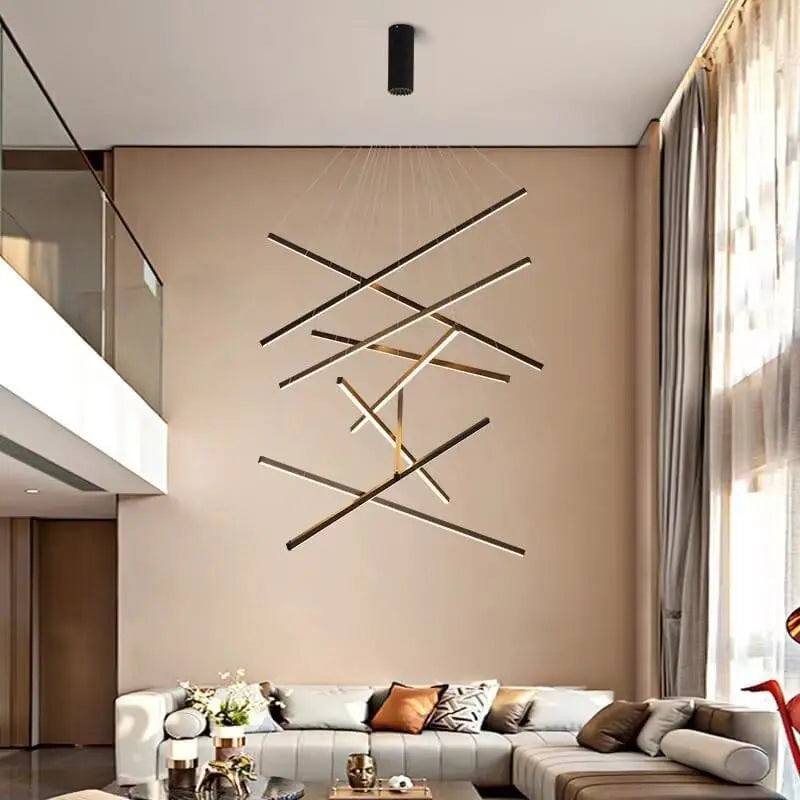 Nordic Light Luxury Iron Aluminum Geometric Line Combination LED Chandelier modern luxury lighting fixture