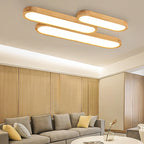 Traditional Japanese Rectangular Solid Wood Acrylic LED Flush Mount Ceiling Light For Living Room Lumendat