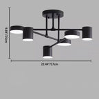 Contemporary Nordic Iron Aluminum Acrylic Round Cylinder Branch LED Semi-flush Mount Ceiling Light for Living Room BulbSquare