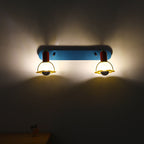 Lumendat Modern Mid-Century Kids Rectangle Round Iron Acrylic 2-Light Wall Sconce Lamp For Bedroom Lumendat