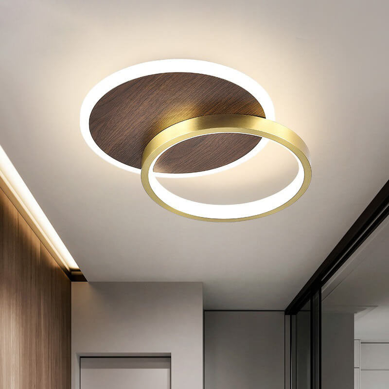 Modern Minimalist Aluminum Circular Square LED Semi-flush Mount Ceiling Light