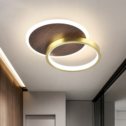 Modern Minimalist Aluminum Circular Square LED Semi-flush Mount Ceiling Light