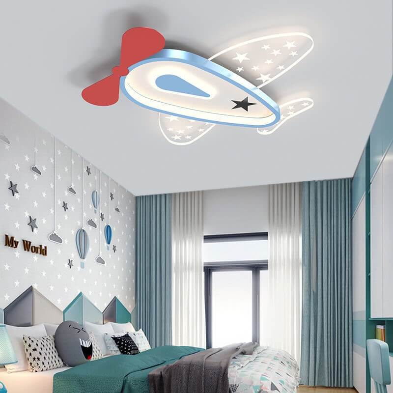 Lumendat Cartoon Creative Aircraft Iron Acrylic Kids LED Flush Mount Ceiling Light Lumendat