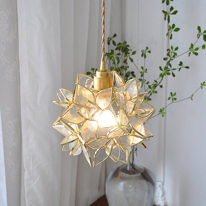 French Luxury Glass Gardenia Petal Ball 1-light Pendant Light