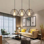 Industrial Vintage Geometric Frame Iron 3/5 Light Island Light Chandelier BulbSquare