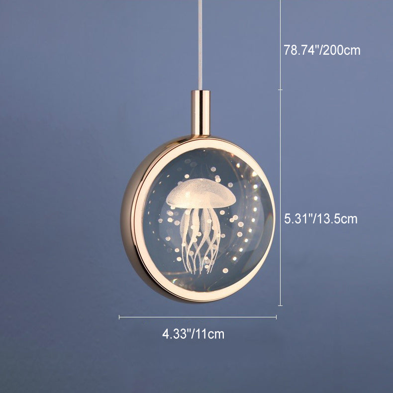 Modern Minimalist Round Ball Aluminum Crystal LED Pendant Light for Bedroom BulbSquare