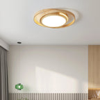 Minimalist Log Wooden Circle Ring LED Flush Mount Ceiling Light BulbSquare