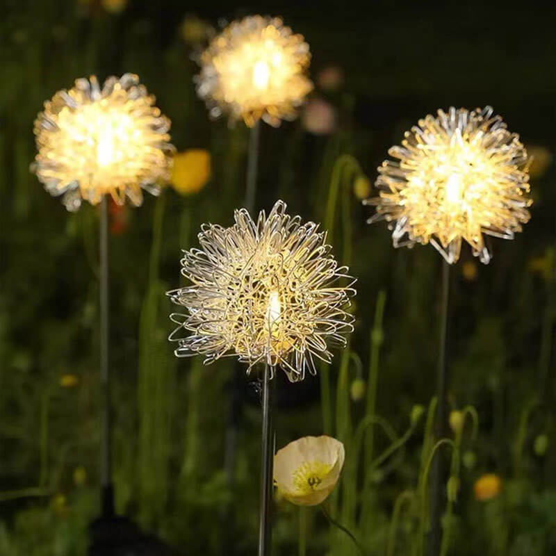 Solar Dandelion Aluminum Wire Globe Light LED Outdoor Waterproof Luminous Garden Insert Ground Landscape Light Lumendat