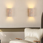 Traditional Japanese Striped Beige Travertine Semicircle LED Waterproof Wall Sconce Lamp For Living Room