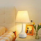 Nordic Vintage Pure Black White Iron Fabric 1-Light Table Lamp Lumendat