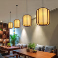 Modern Chinese Faux Sheepskin Wooden Lantern 1-light Pendant Light Lumendat