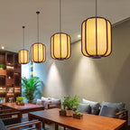 Modern Chinese Faux Sheepskin Wooden Lantern 1-light Pendant Light Lumendat