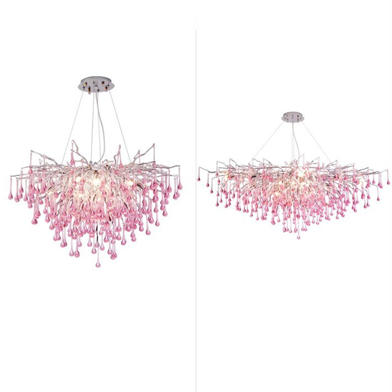 Modern Luxury Crystal Glass Aluminum Branch Water Drop 6/8/10/14 Chandeliers for Dining Room