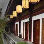 Modern Chinese Faux Sheepskin Wooden Lantern 1-light Pendant Light Lumendat