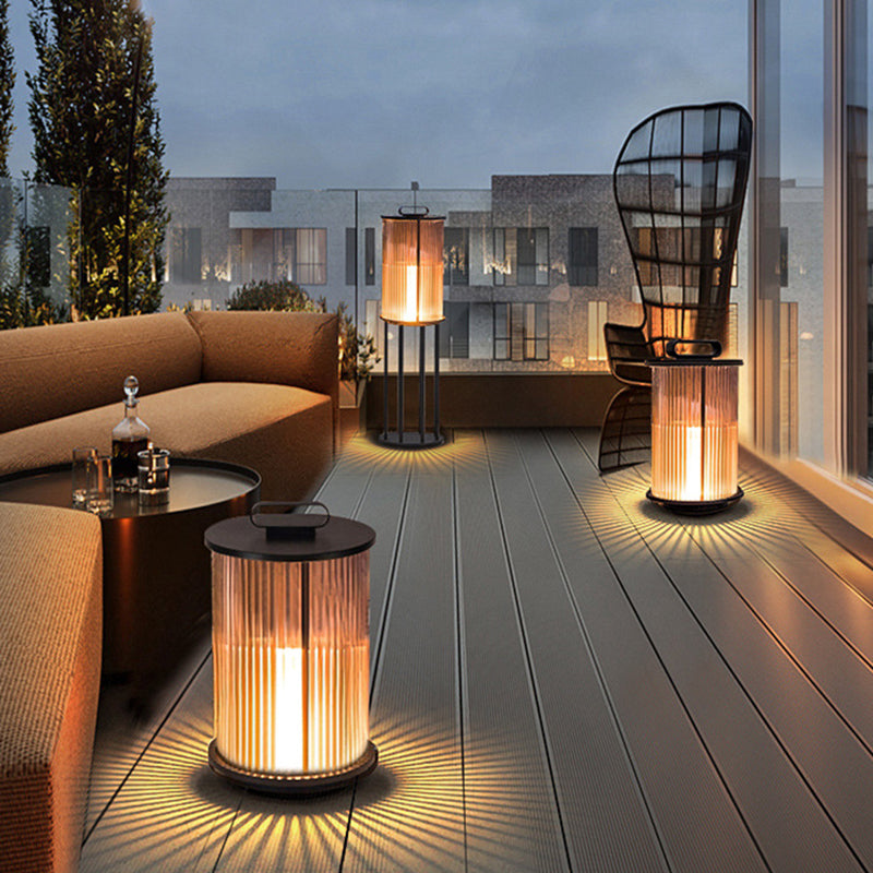 Modern Simplicity Cylinder Glass Steel 1-Light Landscape Light For Outdoor Patio Lumendat