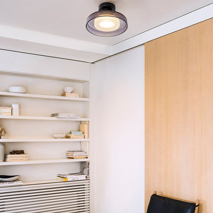 Contemporary Scandinavian Round Hardware Glass LED Semi-Flush Mount Ceiling Light For Living Room