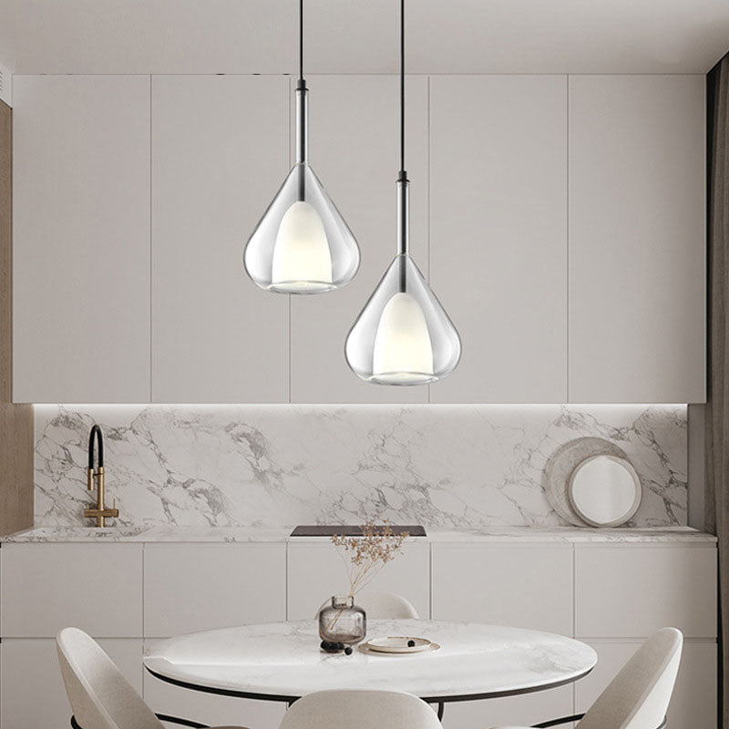 Contemporary Scandinavian Diamond Copper Glass 1-light Pendant Light for Bedroom