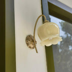 Vintage Cream Petal Resin Copper Iron 1-Light Wall Sconce Lamp
