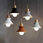 Nordic Minimalist Macaron Wood Cement 1-light Pendant Light Lumendat