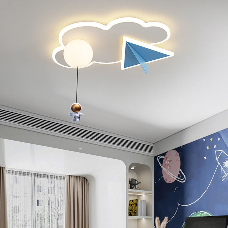 Lumendat Contemporary Creative Kids Iron Acrylic Plane Cloud Astronaut LED Flush Mount Ceiling Light For Bedroom Lumendat