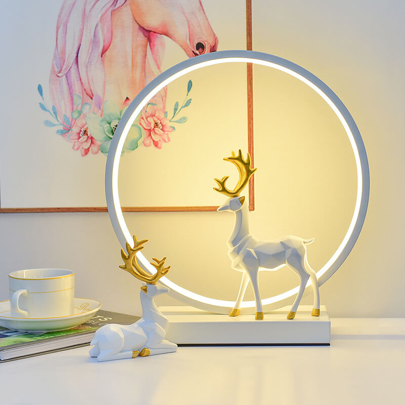 Nordic Creative Circle Deer USB LED Night Light Table Lamp Lumendat
