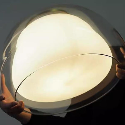Contemporary Scandinavian Half Round Jelly Iron Glass 1-light Pendant Light for Bedroom