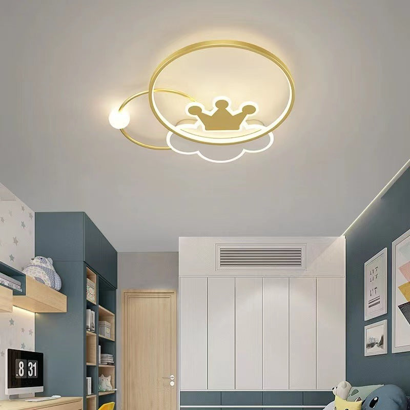 Lumendat Contemporary Nordic Kids Iron Acrylic Circle Round Crown Cloud LED Flush Mount Ceiling Light For Bedroom Lumendat