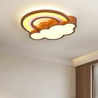 Lumendat Contemporary Creative Woodgrain Cartoon Animal Bee Aircraft Acrylic LED Kids Flush Mount Ceiling Light For Living Room Lumendat