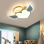 Lumendat Contemporary Creative Kids Love Wings Iron Aluminum Acrylic Silicone LED Flush Mount Ceiling Light For Bedroom Lumendat