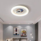 Lumendat Contemporary Creative Kids Round Rocket Astronaut Iron Acrylic LED Flush Mount Ceiling Light For Bedroom Lumendat