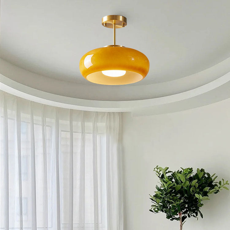 Contemporary Scandinavian Oval Iron Copper Glass 1-light Pendant Light for Bedroom