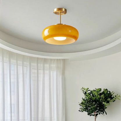 Contemporary Scandinavian Oval Iron Copper Glass 1-light Pendant Light for Bedroom