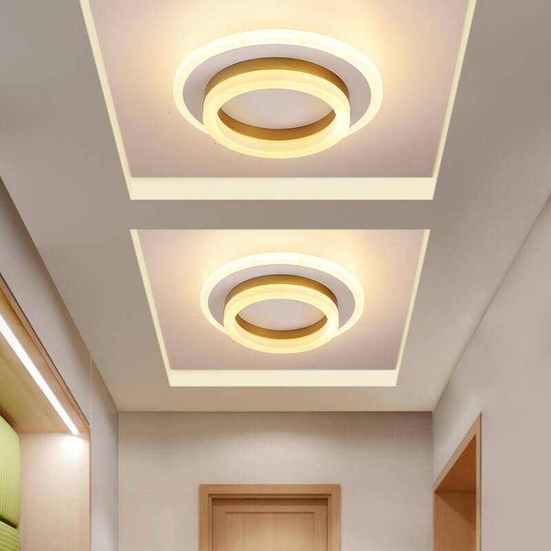 Nordic Simple Acrylic Square Circle Iron LED Flush Mount Ceiling Light BulbSquare