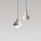 Contemporary Scandinavian Cement Dome Glass Shade 1-light Pendant Light for Bedroom BulbSquare