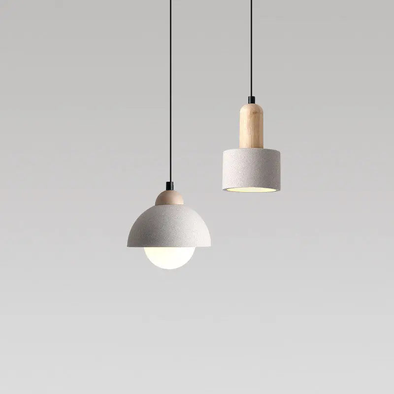 Contemporary Scandinavian Cement Dome Glass Shade 1-light Pendant Light for Bedroom BulbSquare