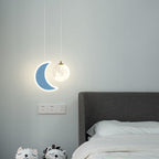 Lumendat Contemporary Creative Cartoon Acrylic Aircraft Moon Shade LED Kids Chandelier For Bedroom Lumendat