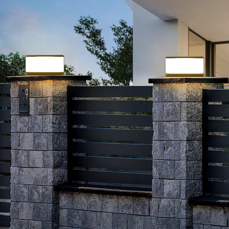 Modern Minimalist Solar Outdoor Round Column Post Head LED Waterproof Landscape Light for Garden Lumendat