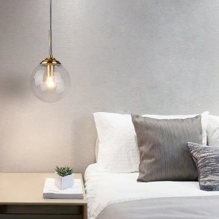 Contemporary Nordic Copper Spherical Glass Shade 1/3/5-light Island Light Chandelier for Dining Room Lumendat